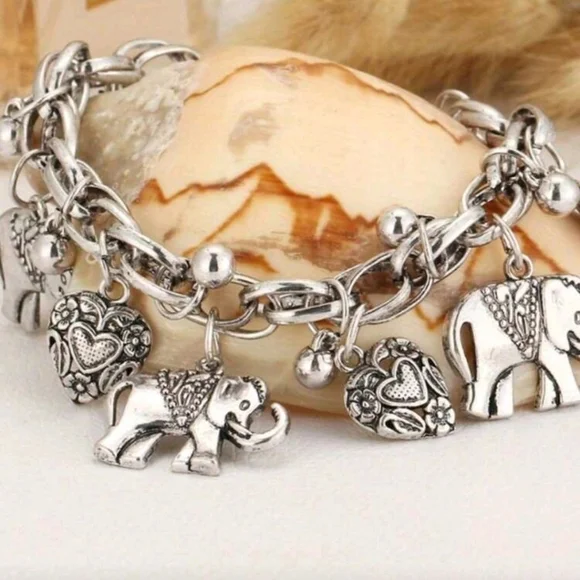 Silver Plated elephant Charm Ankle Bracelet Stainless Steel Womens Jewelry - Picture 2 of 7